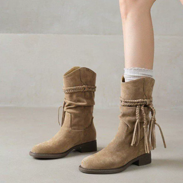 Sapphira - Suede Fringe Ankle Boots
