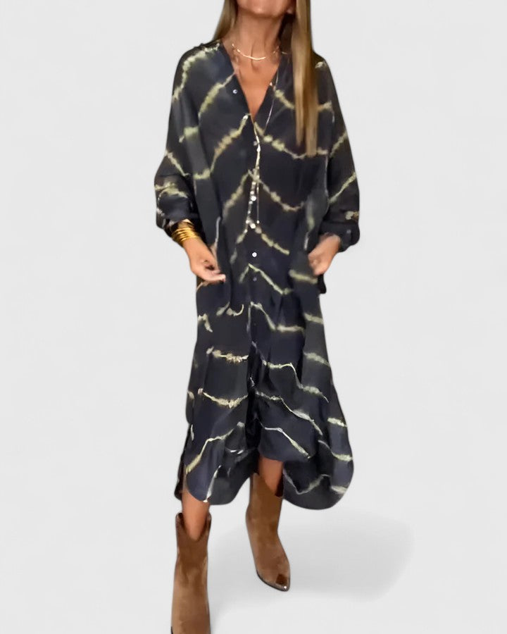 Olivia - Elegant Boho Striped Maxi Dress