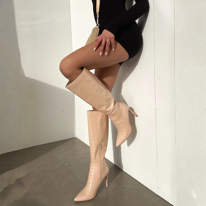 Marissa - Bone Knee-High Boots