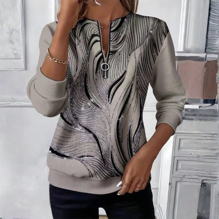 Elara - Casual Printed Zip Sweatshirt