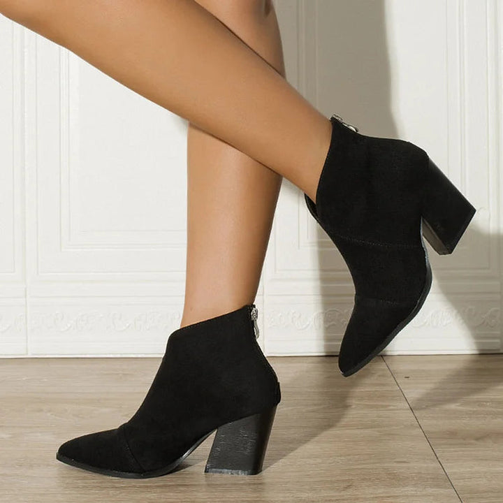 Claire - Pointed Ankle Boot with Suede Effect