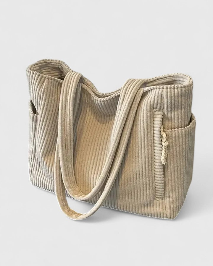 Landry - Luxurious Ribbed Tote Bag with Cord Detail