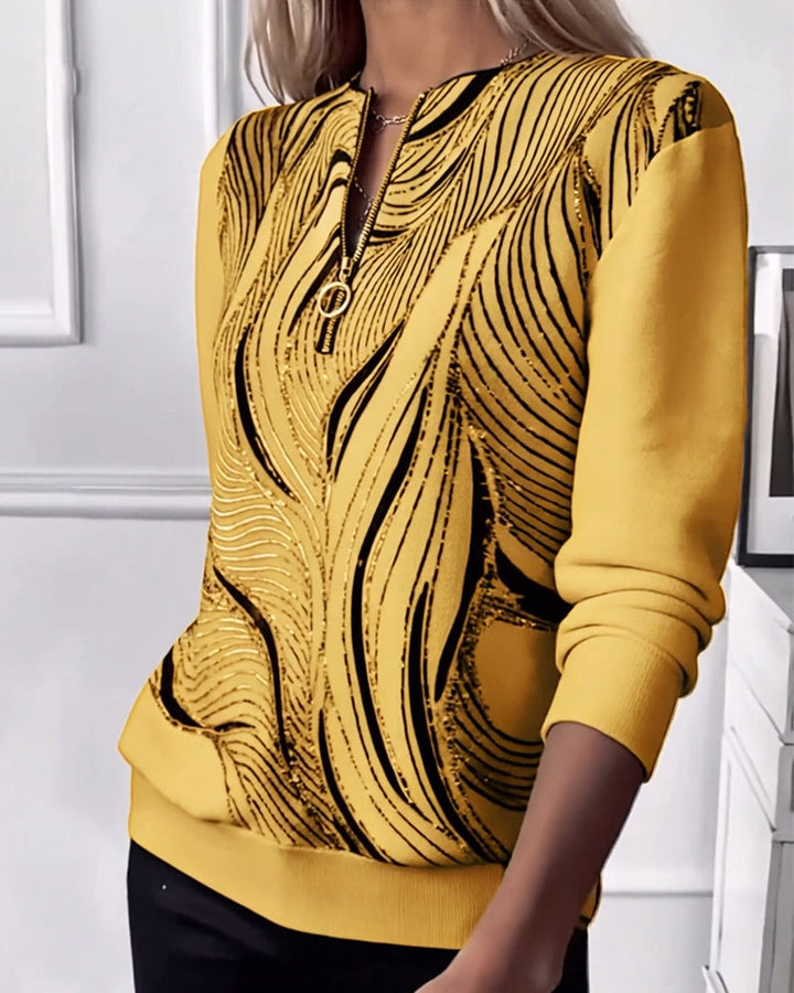 Elara - Casual Printed Zip Sweatshirt