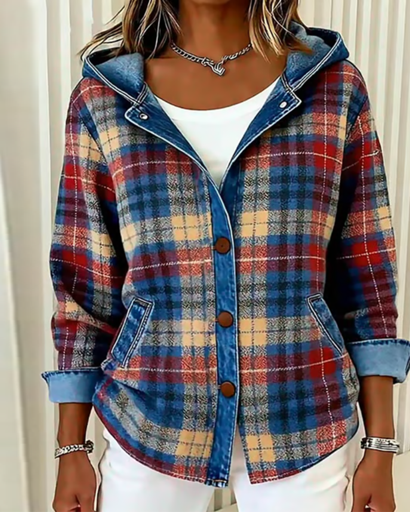 Noelle - Fashionable Checked Jacket with Hood