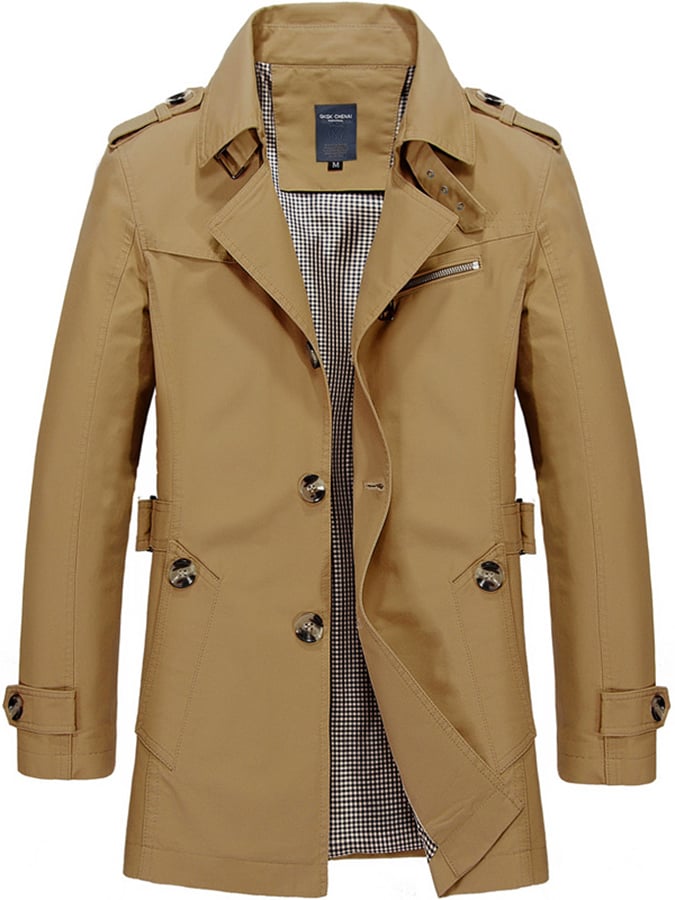 Brian - Cotton Business Slim Fit Button Down Casual Trench Coat