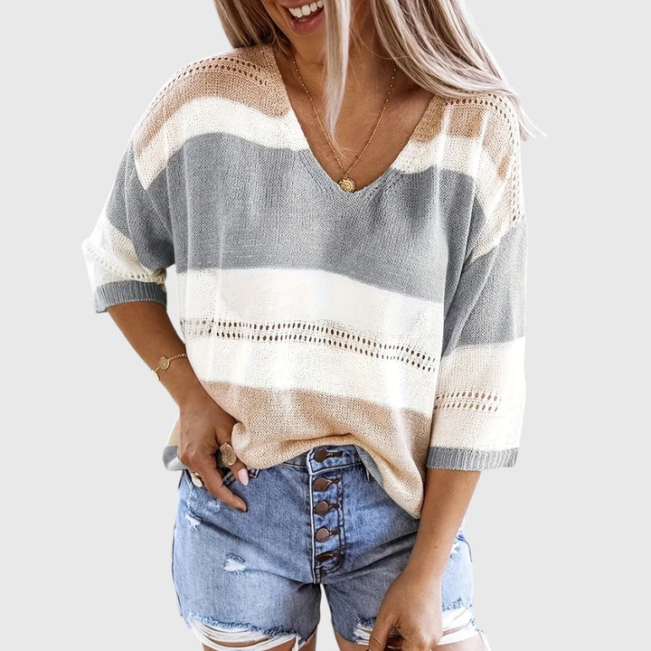 Primrose - Striped V-Neck Sweater