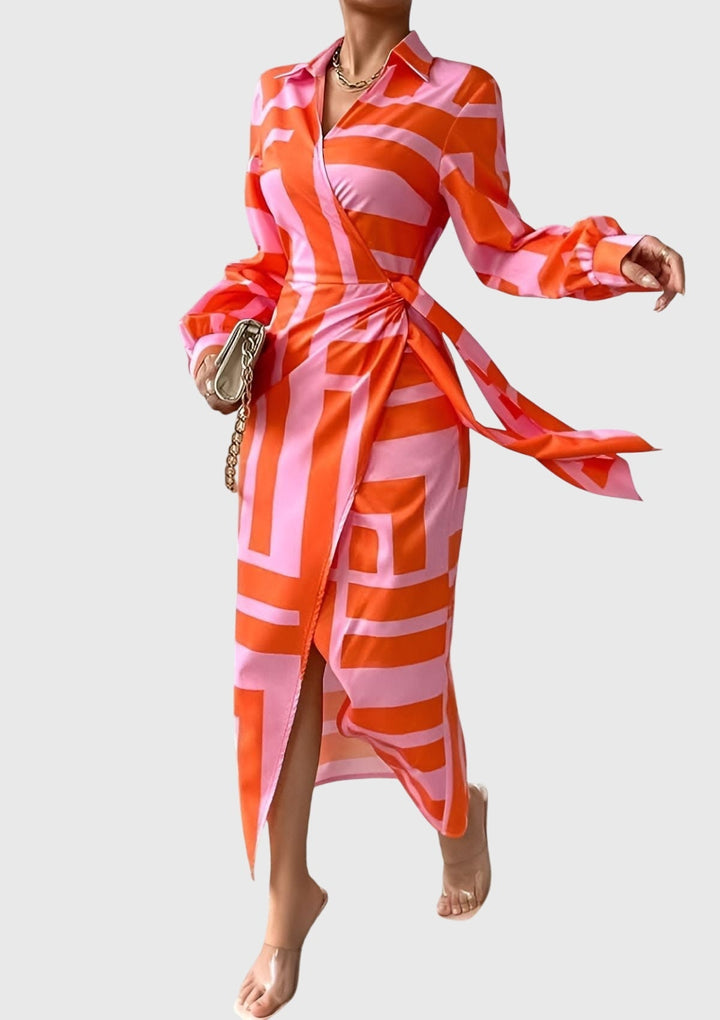 Olivia - Elegant Wrap Dress with Print