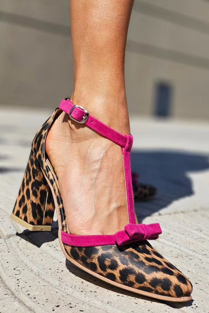 Adeline - Green Leopard Print Sandals with Colourful Accent