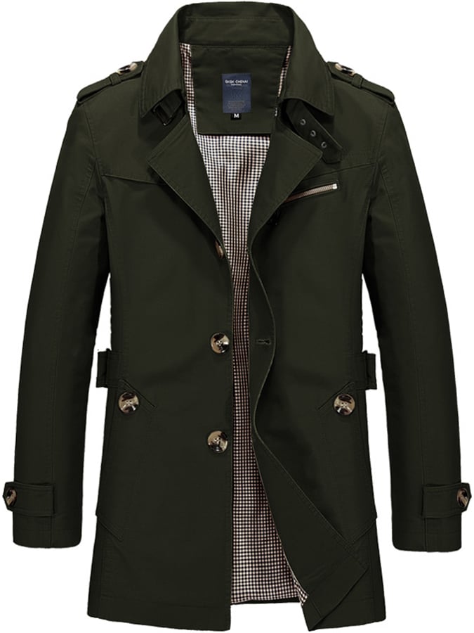 Brian - Cotton Business Slim Fit Button Down Casual Trench Coat