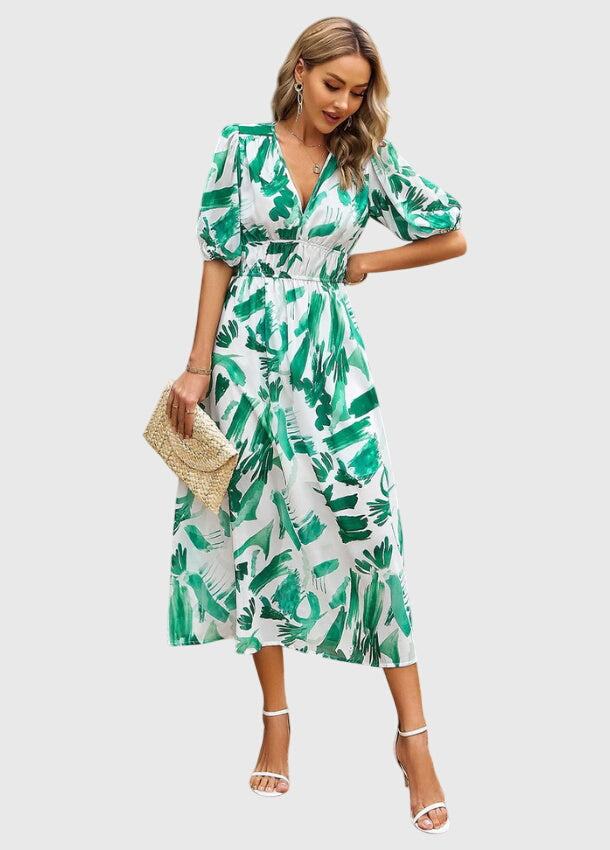 Olivia - Flattering Floral Midi Dress