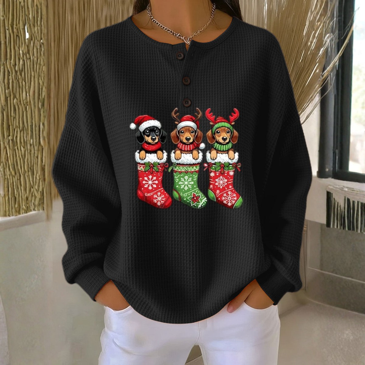 Delilah - Vintage Christmas Sweater with Dog Motif