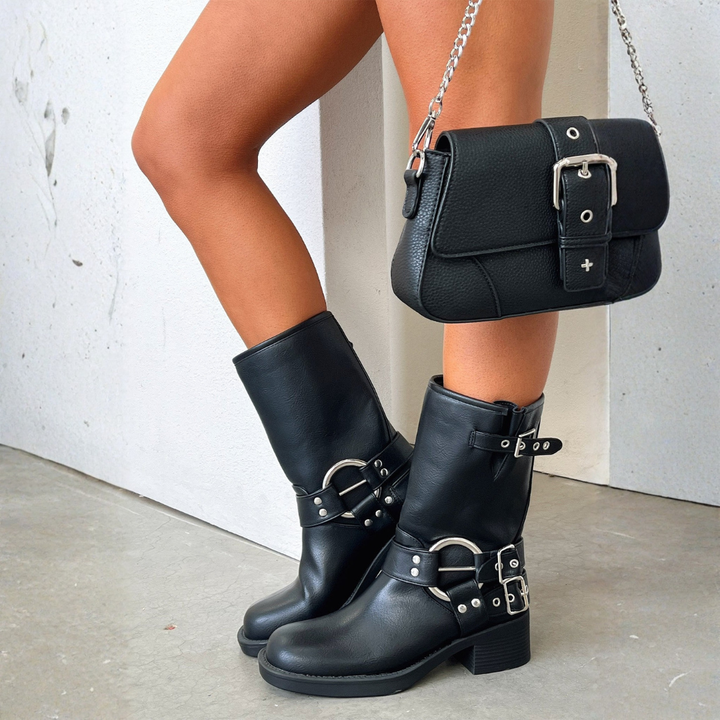 Davina - Women's Black Short Boots