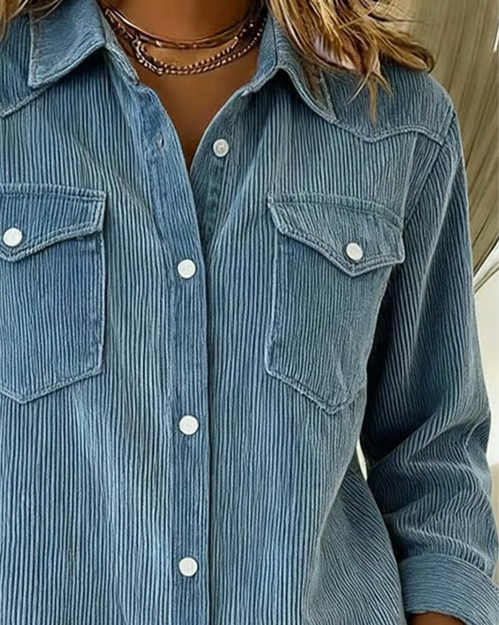 Brielle - Long-Sleeve Shirt with Lapel and Button Placket