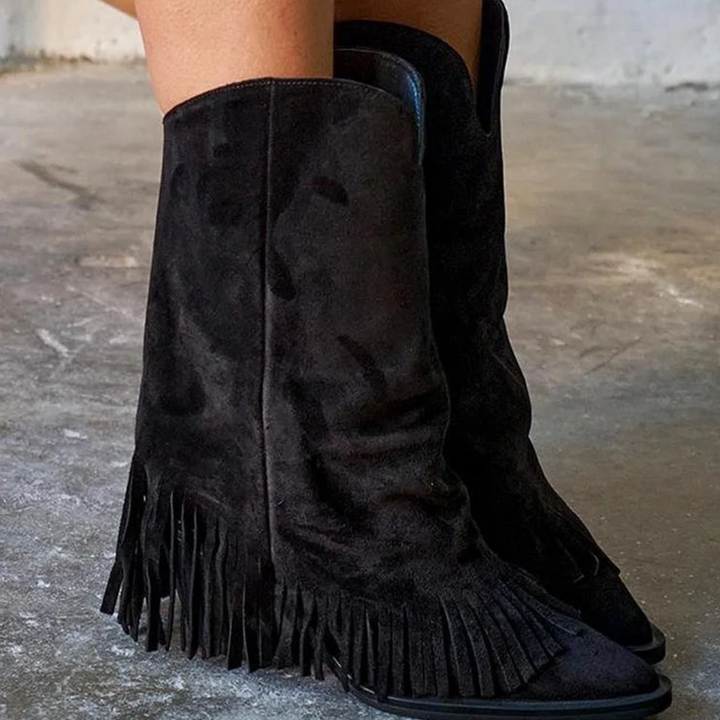 Danica - Suede Fringe Boots