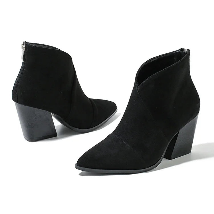 Claire - Pointed Ankle Boot with Suede Effect