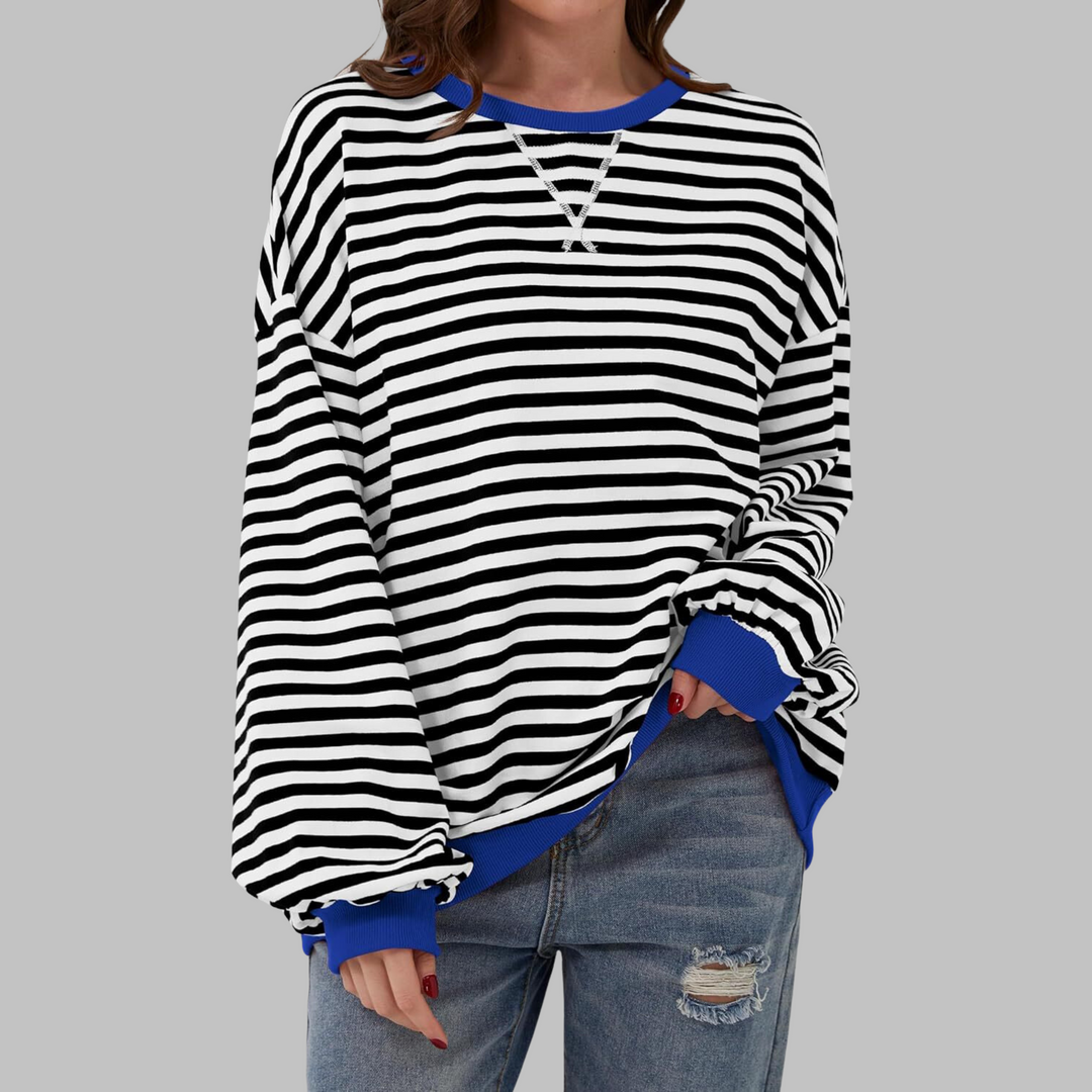 Colette - Striped Cotton Sweater with Long Sleeves