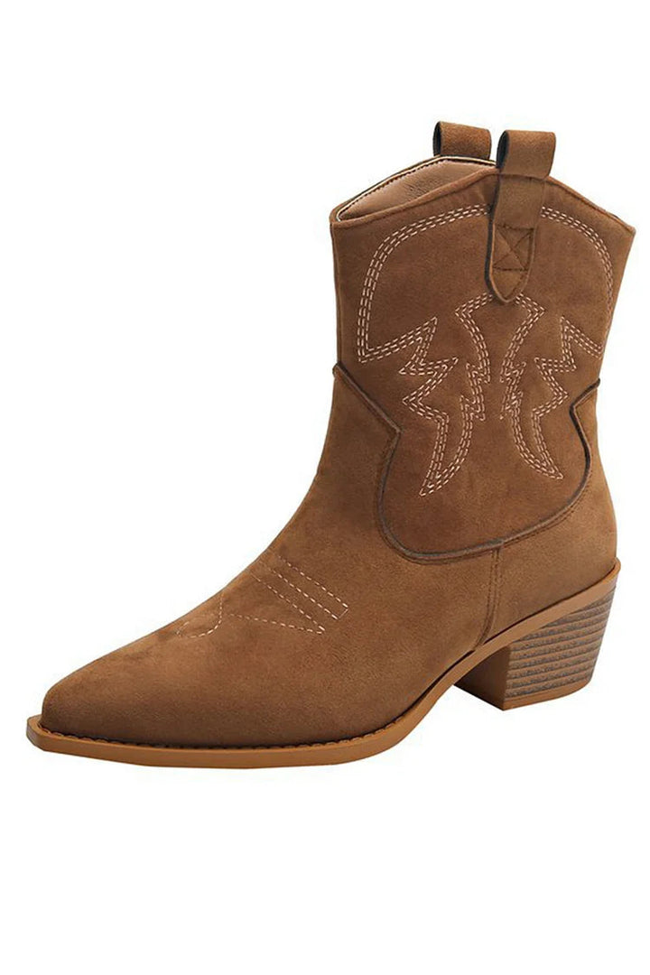 Aria - Pointed Western Ankle Boot
