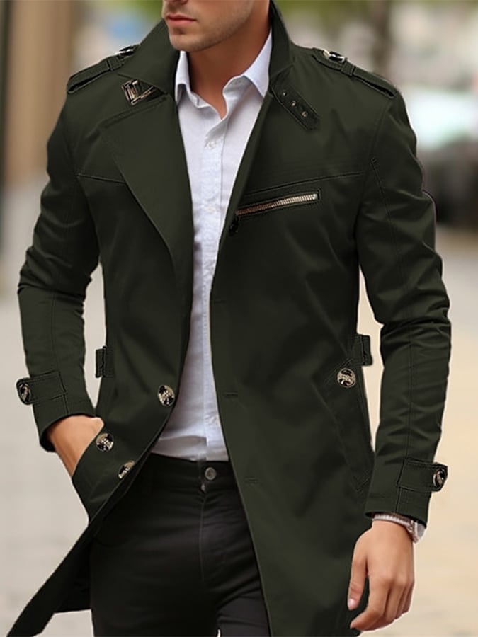 Brian - Cotton Business Slim Fit Button Down Casual Trench Coat