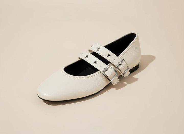 Lucy - Double Buckle Flats