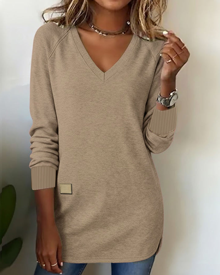 Serena - Fashionable Sweatshirt with V-Neck