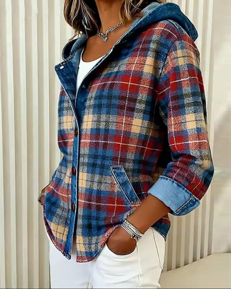 Noelle - Fashionable Checked Jacket with Hood