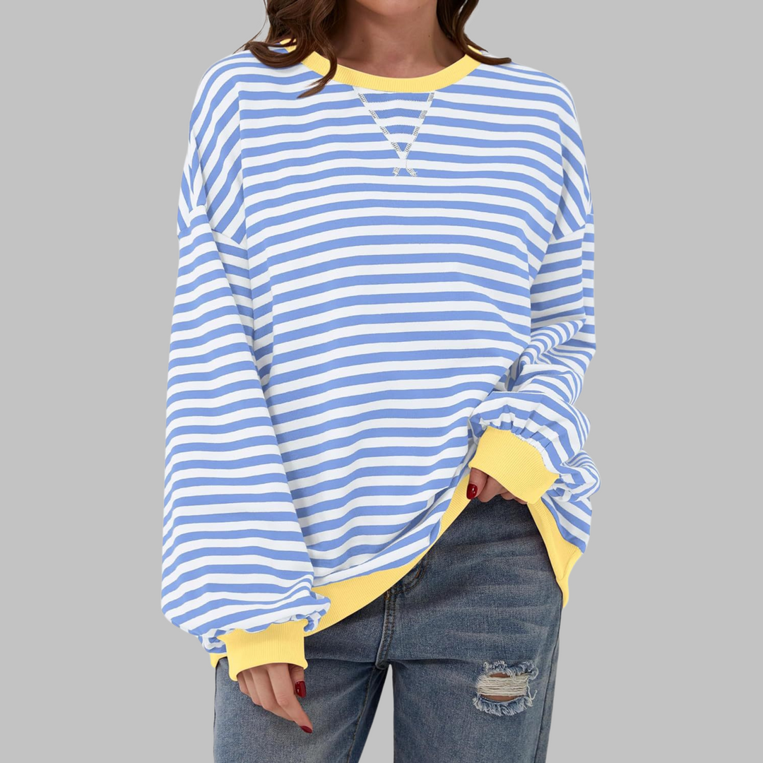 Colette - Striped Cotton Sweater with Long Sleeves