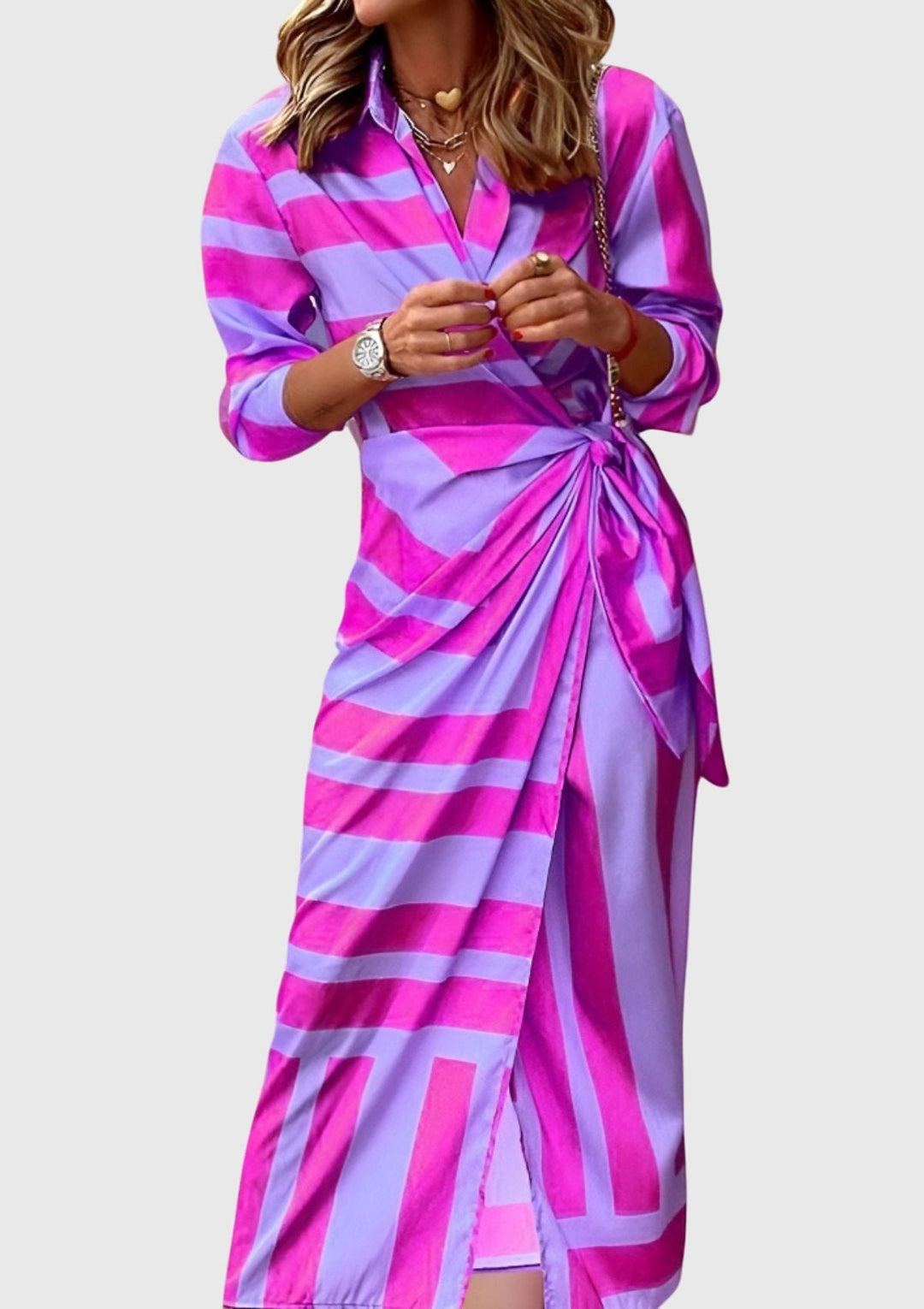 Olivia - Elegant Wrap Dress with Print