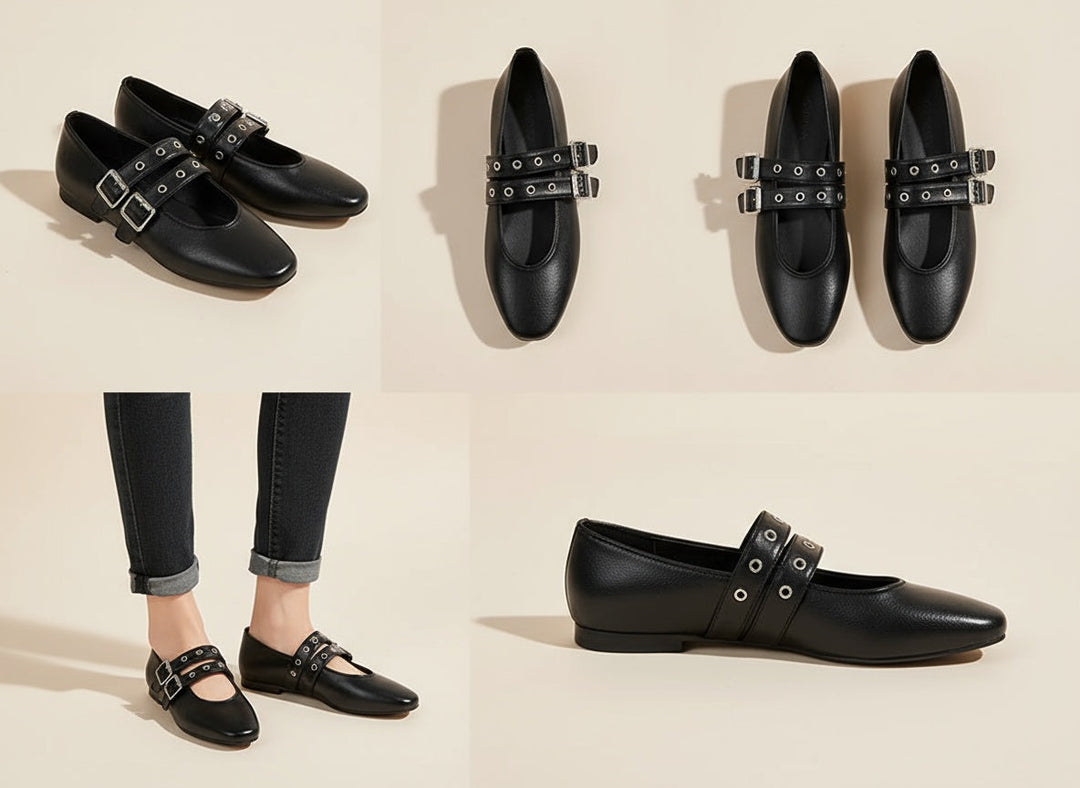 Lucy - Double Buckle Flats