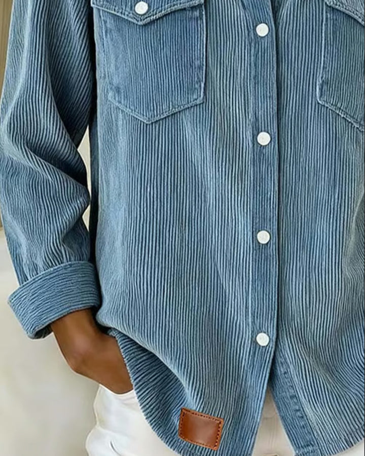 Brielle - Long-Sleeve Shirt with Lapel and Button Placket