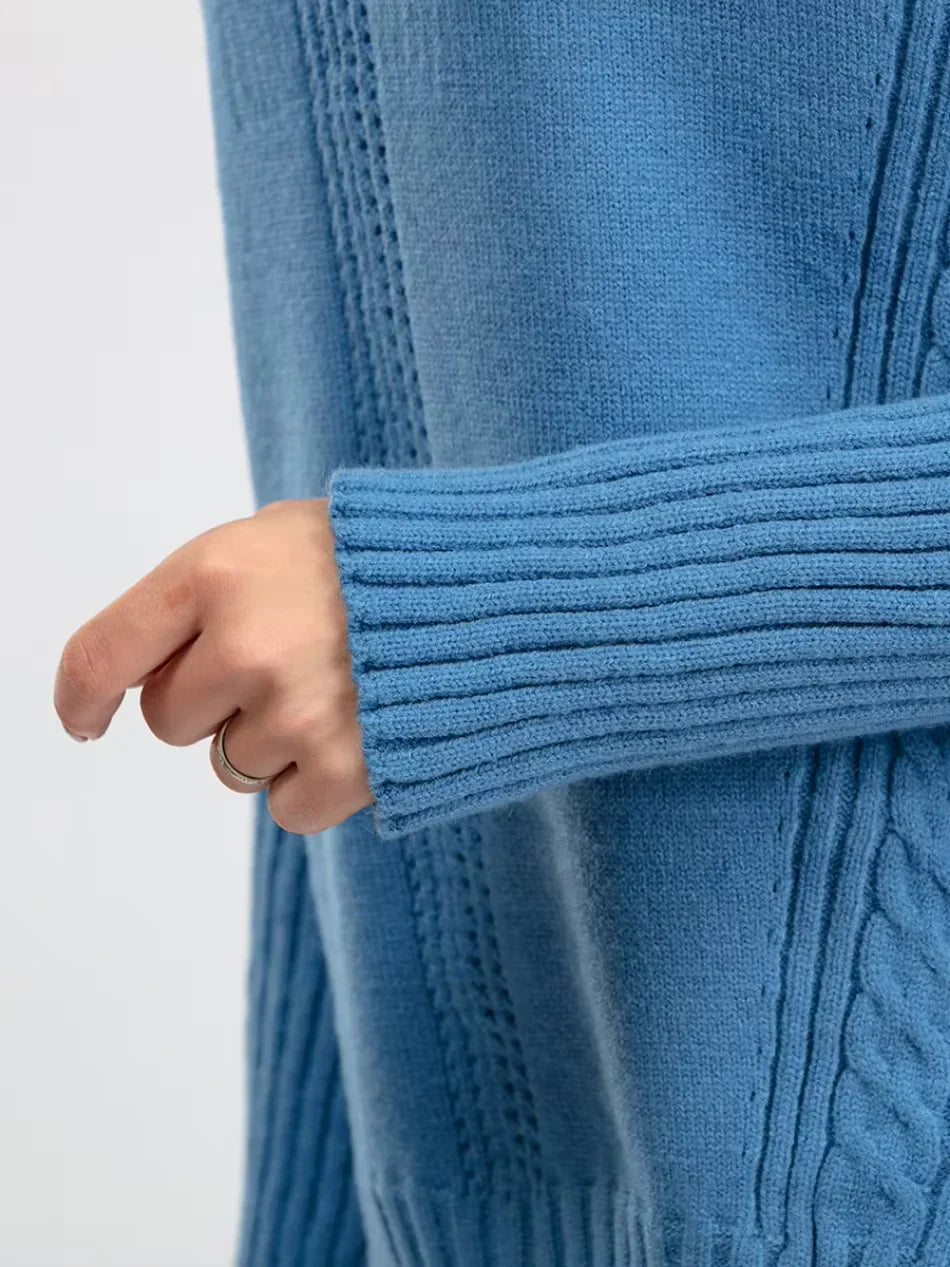 Peyton - Chic High-Neck Knit Sweater & Loose Pants Set