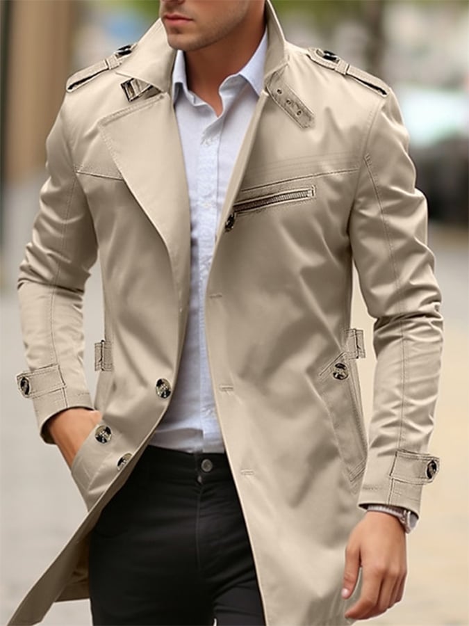 Brian - Cotton Business Slim Fit Button Down Casual Trench Coat