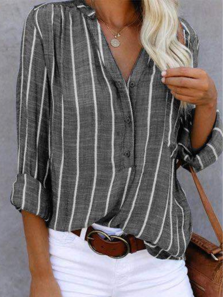 Delphine - Striped button blouse