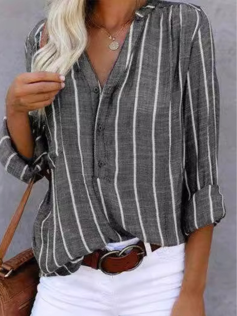 Delphine - Striped button blouse