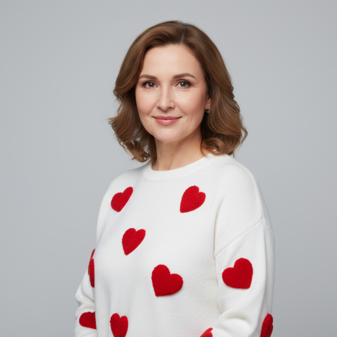 Adeline - Cotton Blend Sweater with Hearts