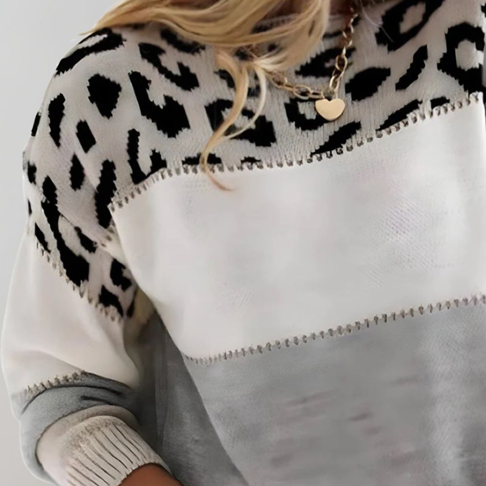 Zaina - Leopard Accent Knit Sweater