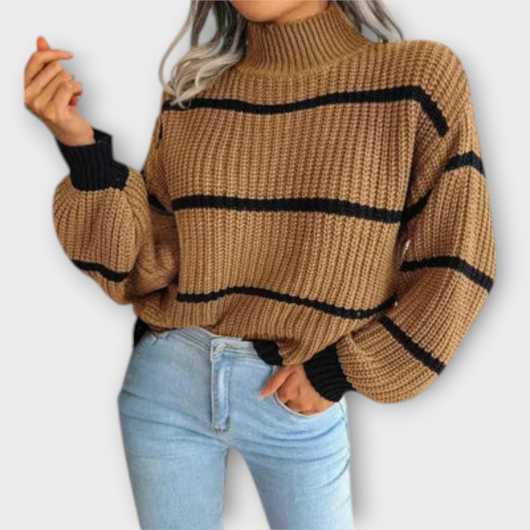 Eleanor - Turtleneck Sweater with Stripes