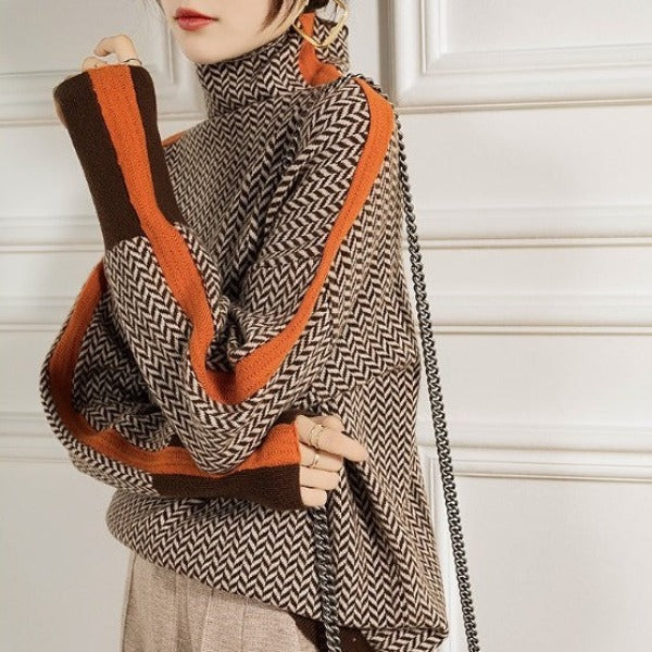 Beatrix - Herringbone Luxe Turtleneck