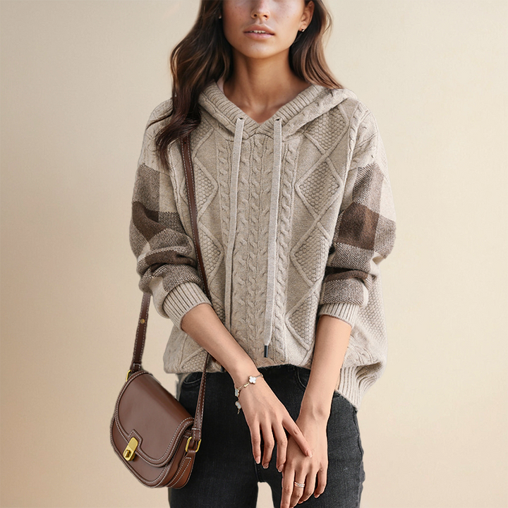 Marisela - Cable Knit Hoodie Sweater