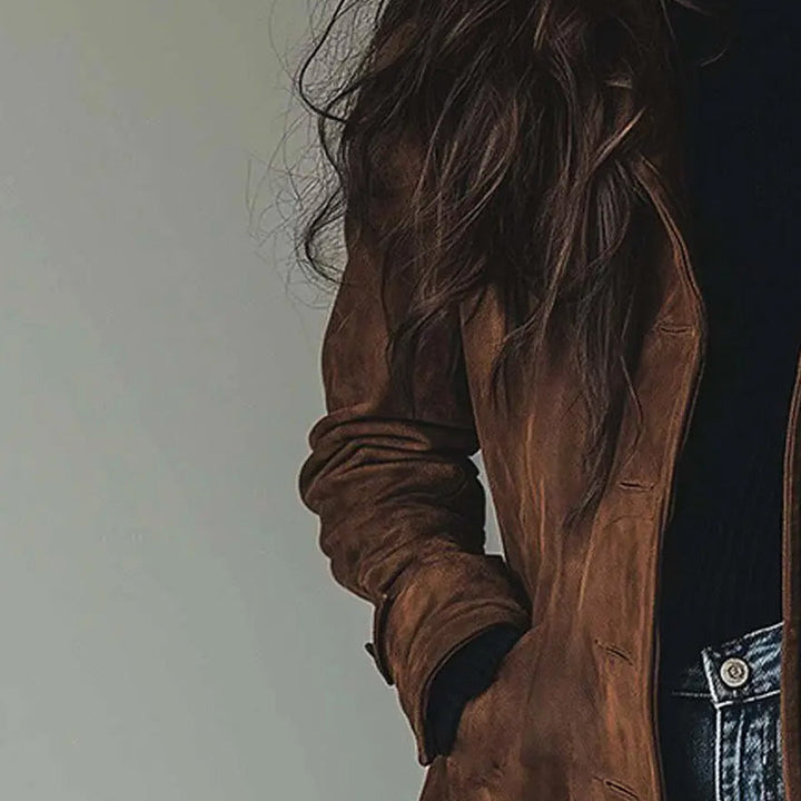 Mia - Vintage Suede Trench Coat