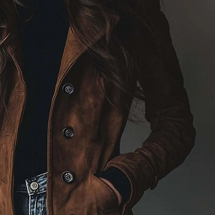 Mia - Vintage Suede Trench Coat