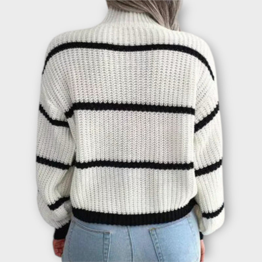 Eleanor - Turtleneck Sweater with Stripes