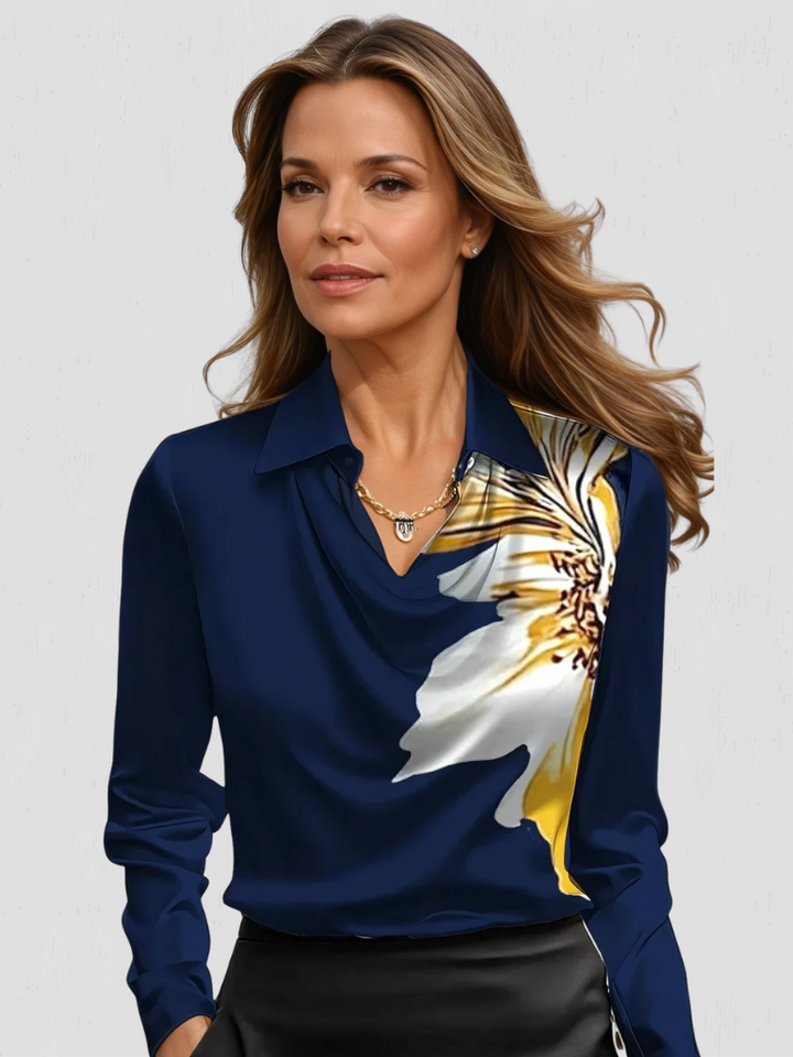 Evelyn - Satin drape blouse