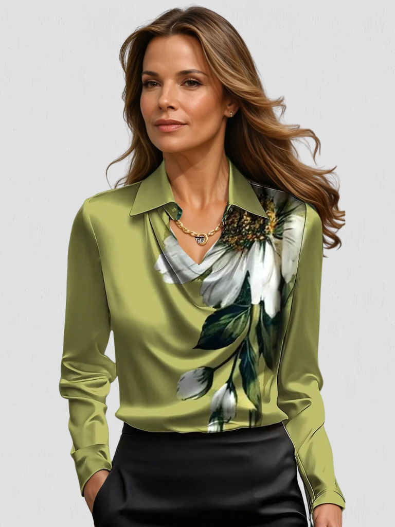 Evelyn - Satin drape blouse