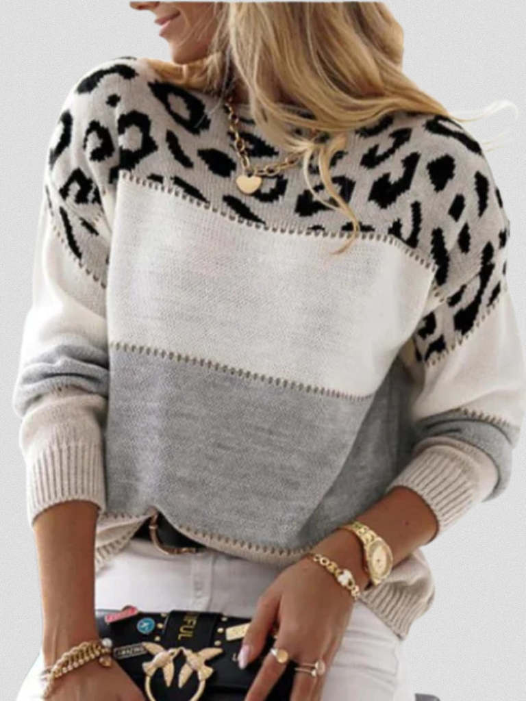 Tatiana - Leopard accent sweater