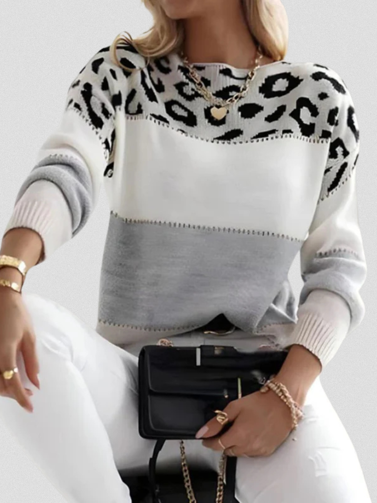 Tatiana - Leopard accent sweater