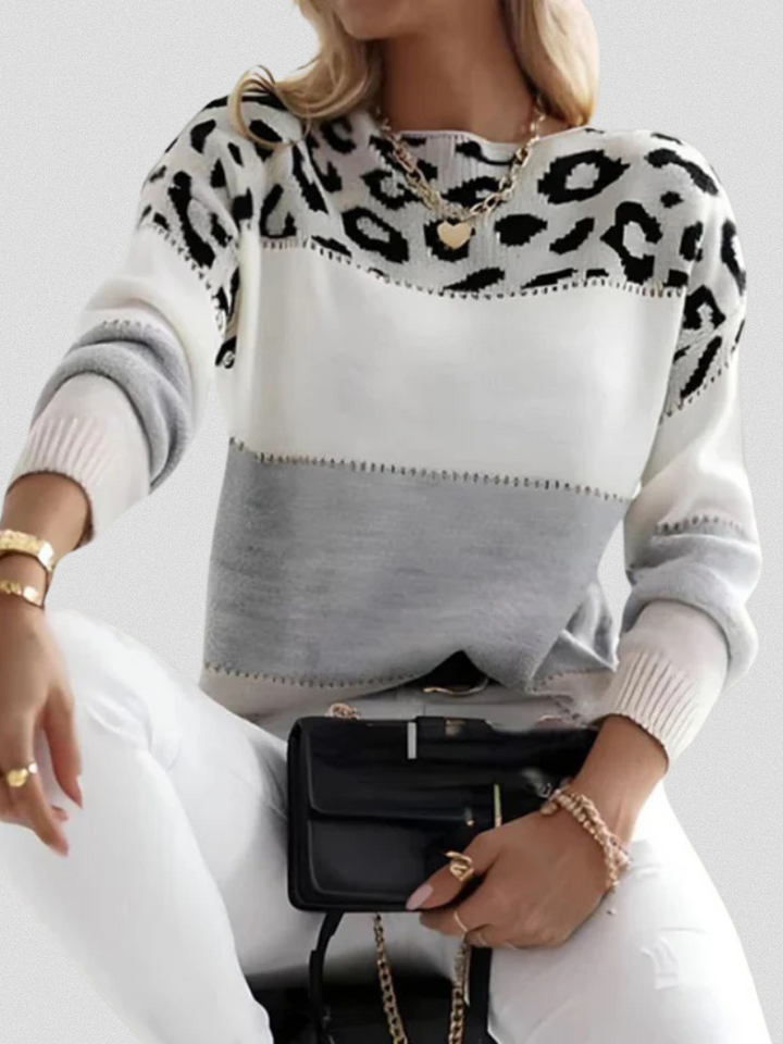 Tatiana - Leopard accent sweater