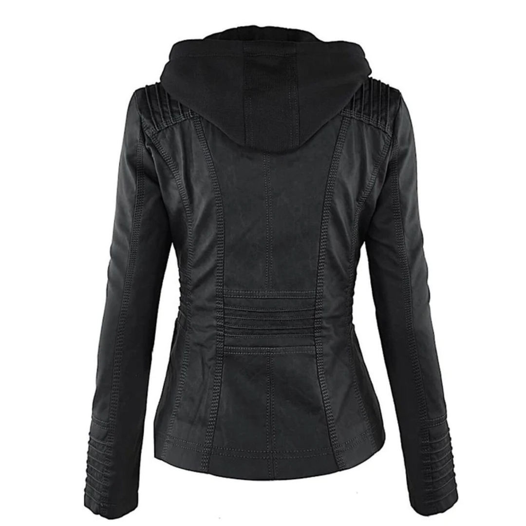 Martha - Leather Jacket with Hood