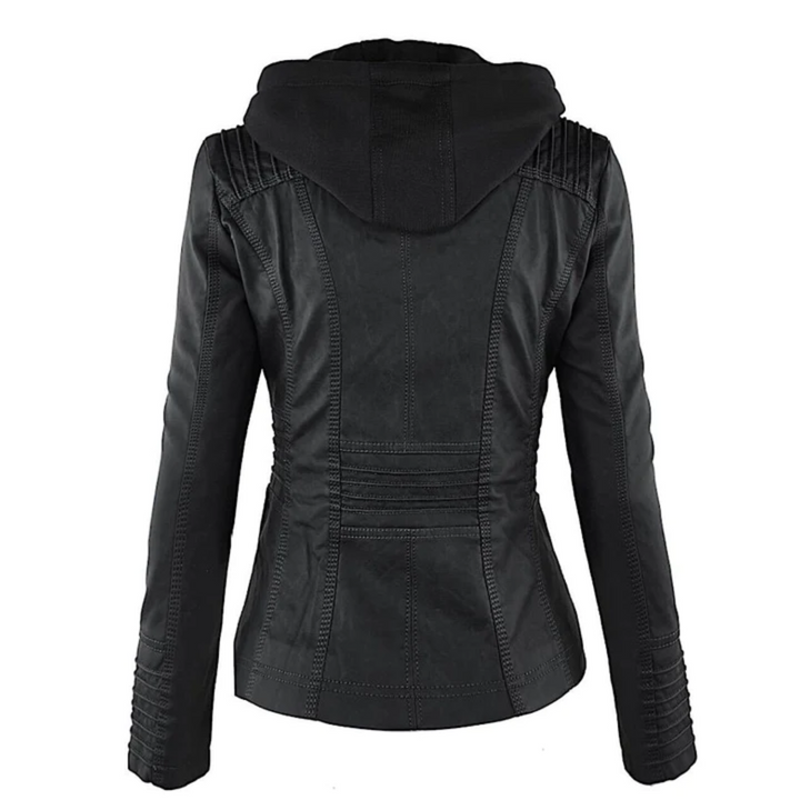 Martha - Leather Jacket with Hood