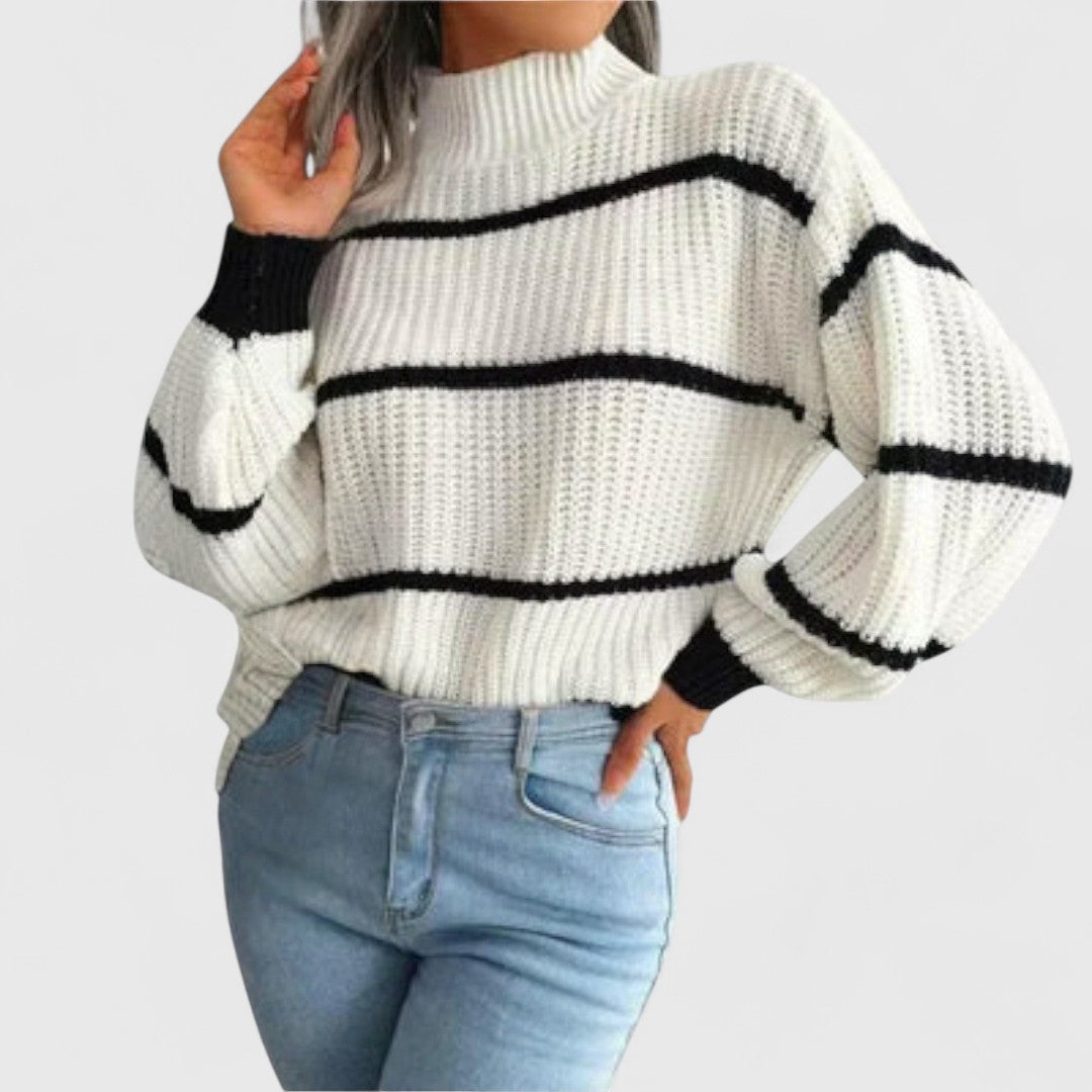 Eleanor - Turtleneck Sweater with Stripes