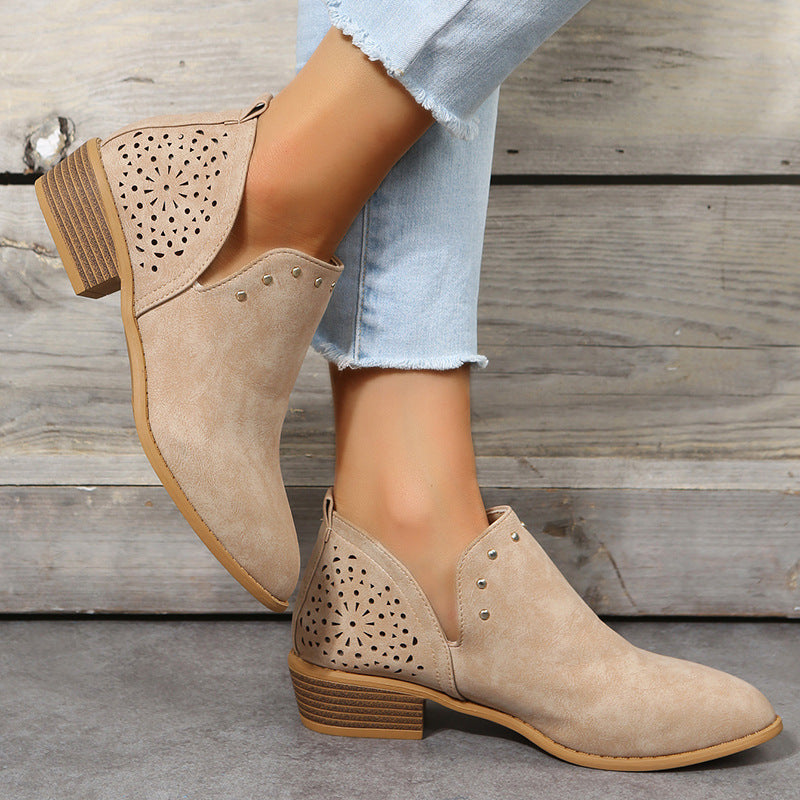 Ella - Low Cut Perforated Ankle Boot